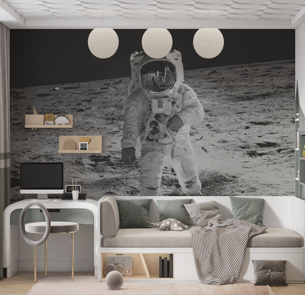 Premium Peel & Stick Wall Mural - Astronaut Moon Landing
