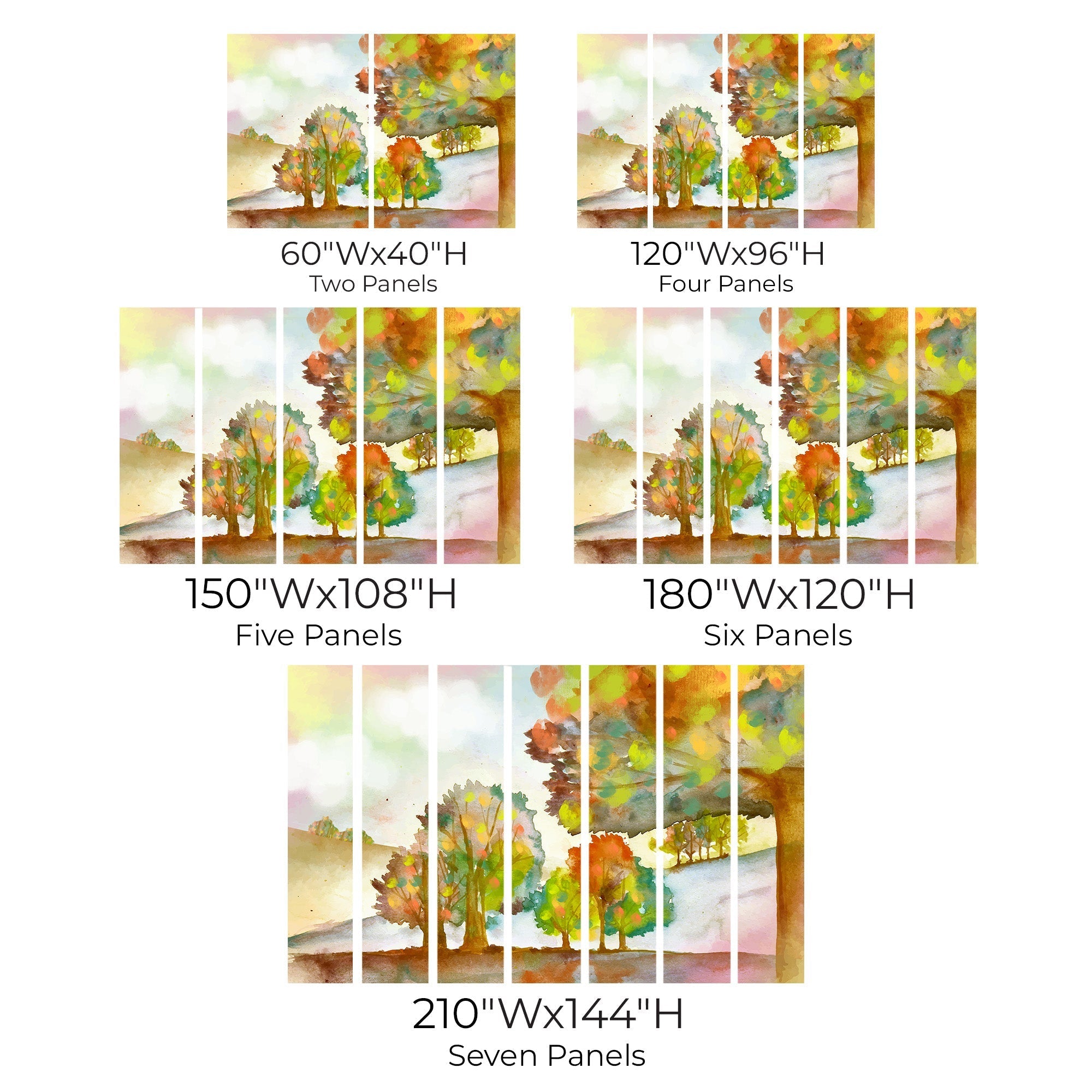Premium Peel & Stick Wall Mural - Autumn Watercolor Landscape