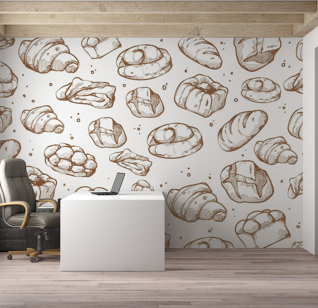Premium Wallpaper Wall Mural - Bakery Delights 60"Wx40"H / Non-Woven Fleece