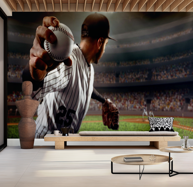 Premium Wallpaper Wall Mural - Baseball Pitch Action 60"Wx40"H / Non-Woven Fleece