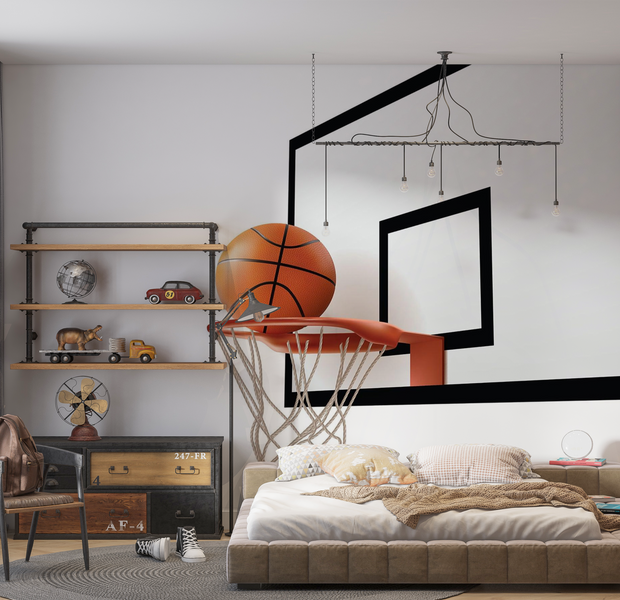 Premium Wallpaper Wall Mural - Basketball Hoop Action 60"Wx40"H / Non-Woven Fleece