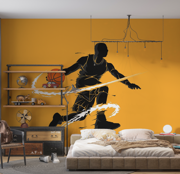 Premium Peel & Stick Wall Mural - Basketball Player Silhouette