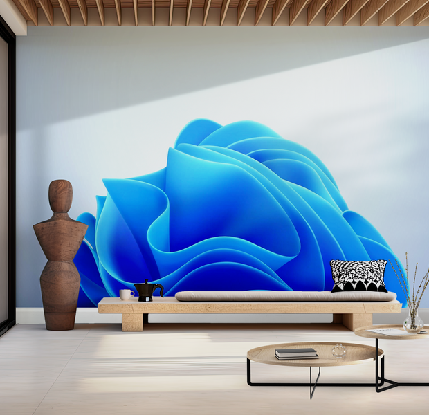 Premium Wallpaper Wall Mural - Blue Abstract Layers 60"Wx40"H / Non-Woven Fleece