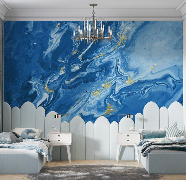 Premium Peel & Stick Wall Mural - Blue Marble Texture