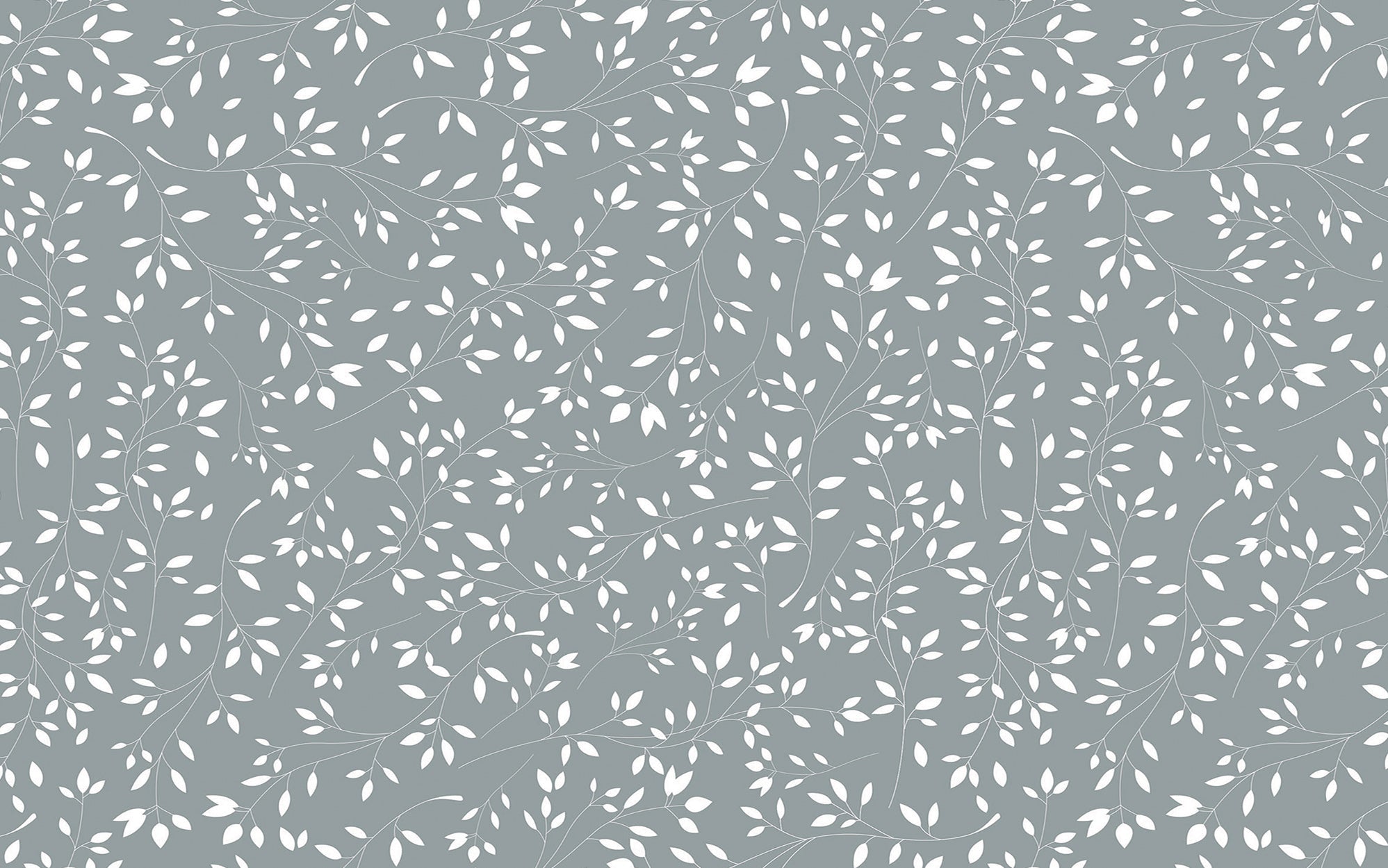 Elegant gray floral wallpaper with a pattern of vines and leaves for interior design