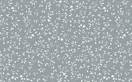 Elegant gray floral wallpaper with a pattern of vines and leaves for interior design