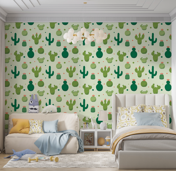 Premium Peel & Stick Wall Mural - Cactus Pattern
