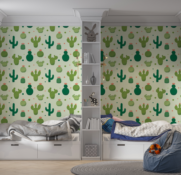 Premium Wallpaper Wall Mural - Cactus Pattern 60"Wx40"H / Non-Woven Fleece