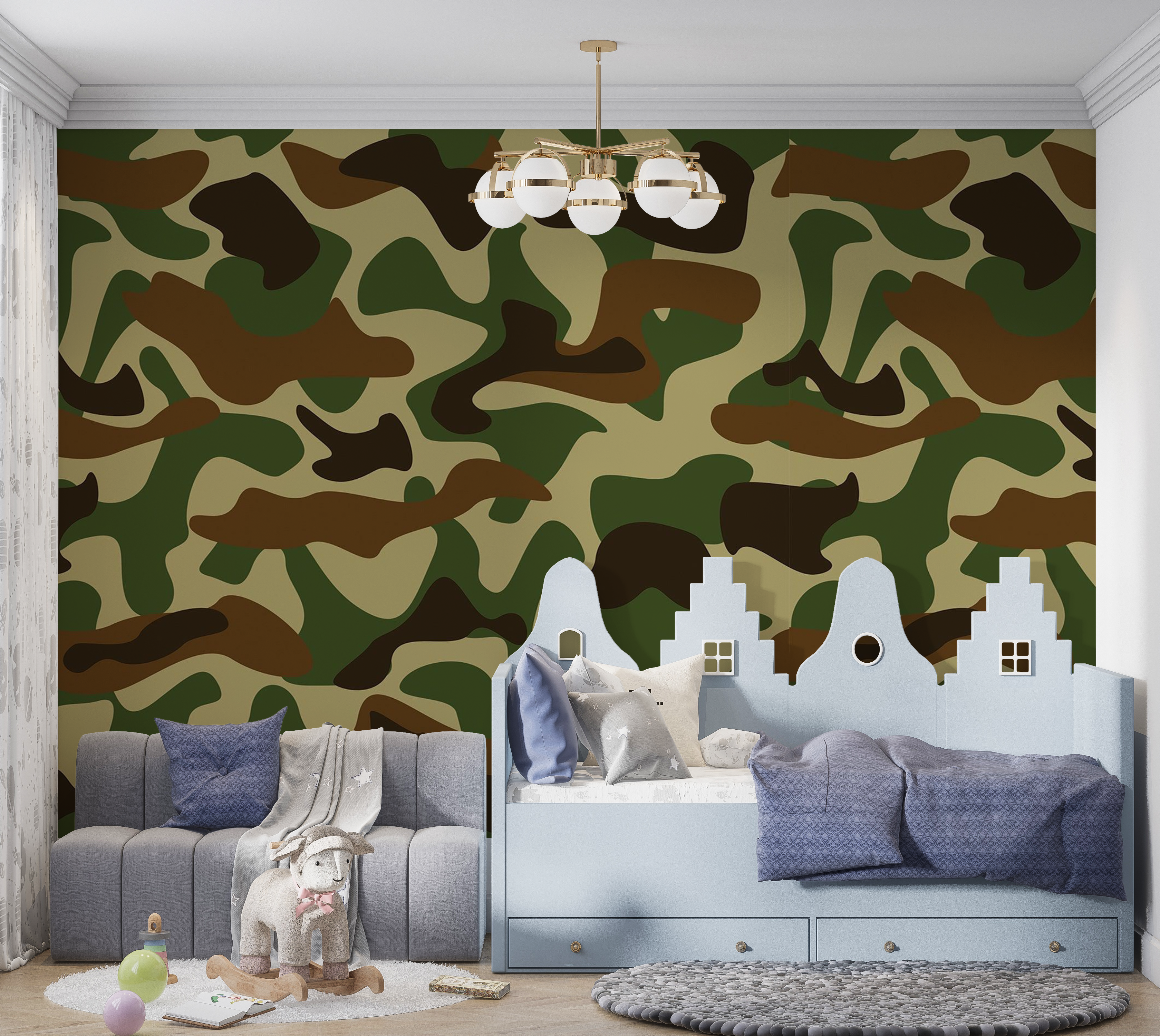 Premium Peel & Stick Wall Mural - Camouflage Pattern