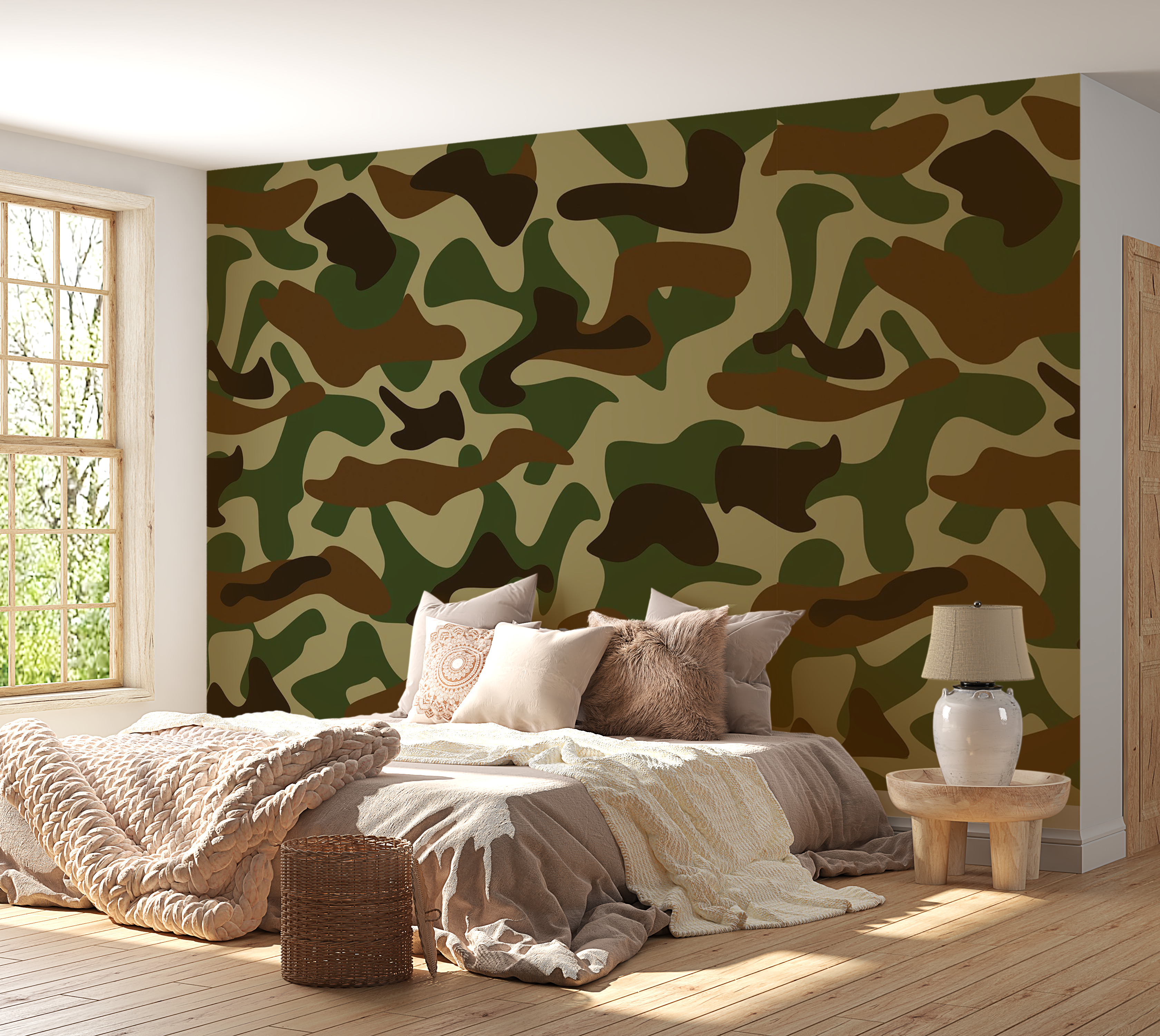 Premium Peel & Stick Wall Mural - Camouflage Pattern