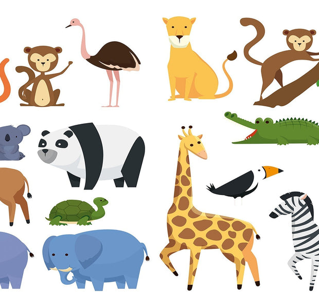 Premium Peel & Stick Wall Mural - Cartoon Animals