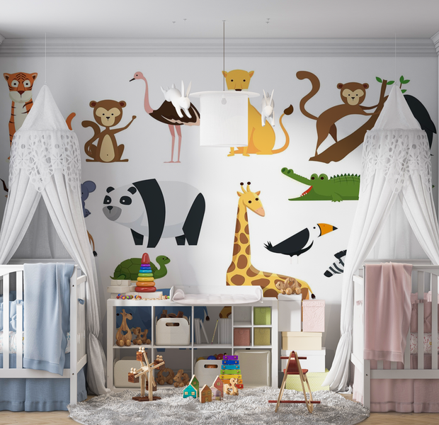 Premium Peel & Stick Wall Mural - Cartoon Animals