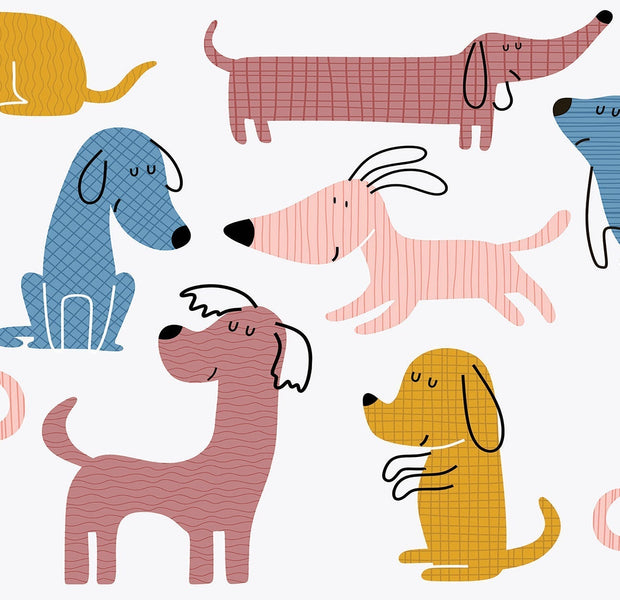 Premium Peel & Stick Wall Mural - Cartoon Dogs
