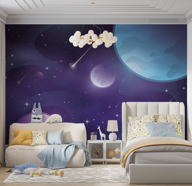 Premium Wallpaper Wall Mural - Celestial Space Scene 60"Wx40"H / Non-Woven Fleece