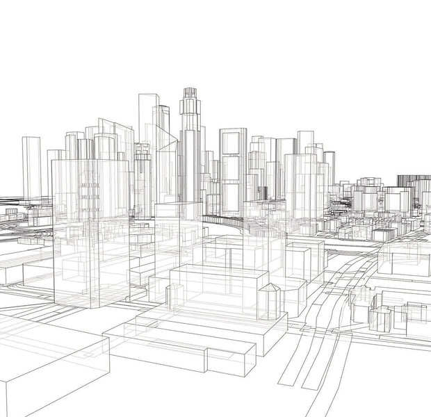 Premium Peel & Stick Wall Mural - City Blueprint Sketch