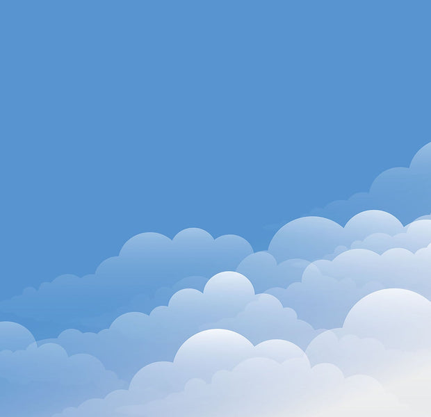 Blue sky and cloud mural painted on an interior wall