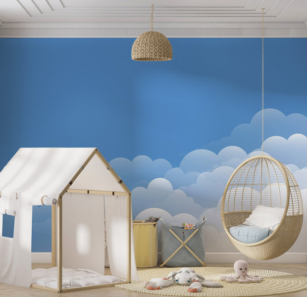Premium Wallpaper Wall Mural - Cloudy Sky 60"Wx40"H / Non-Woven Fleece