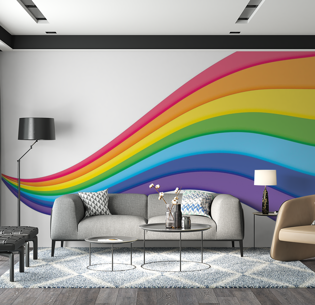 Premium Peel & Stick Wall Mural - Colorful Abstract Waves