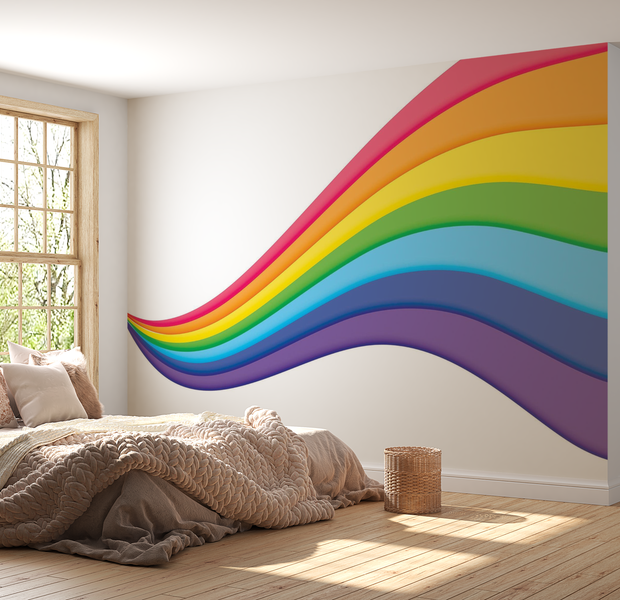 Premium Wallpaper Wall Mural - Colorful Abstract Waves 60"Wx40"H / Non-Woven Fleece