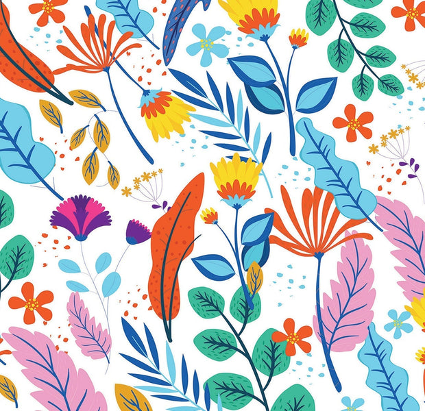 Premium Peel & Stick Wall Mural - Colorful Botanical Pattern