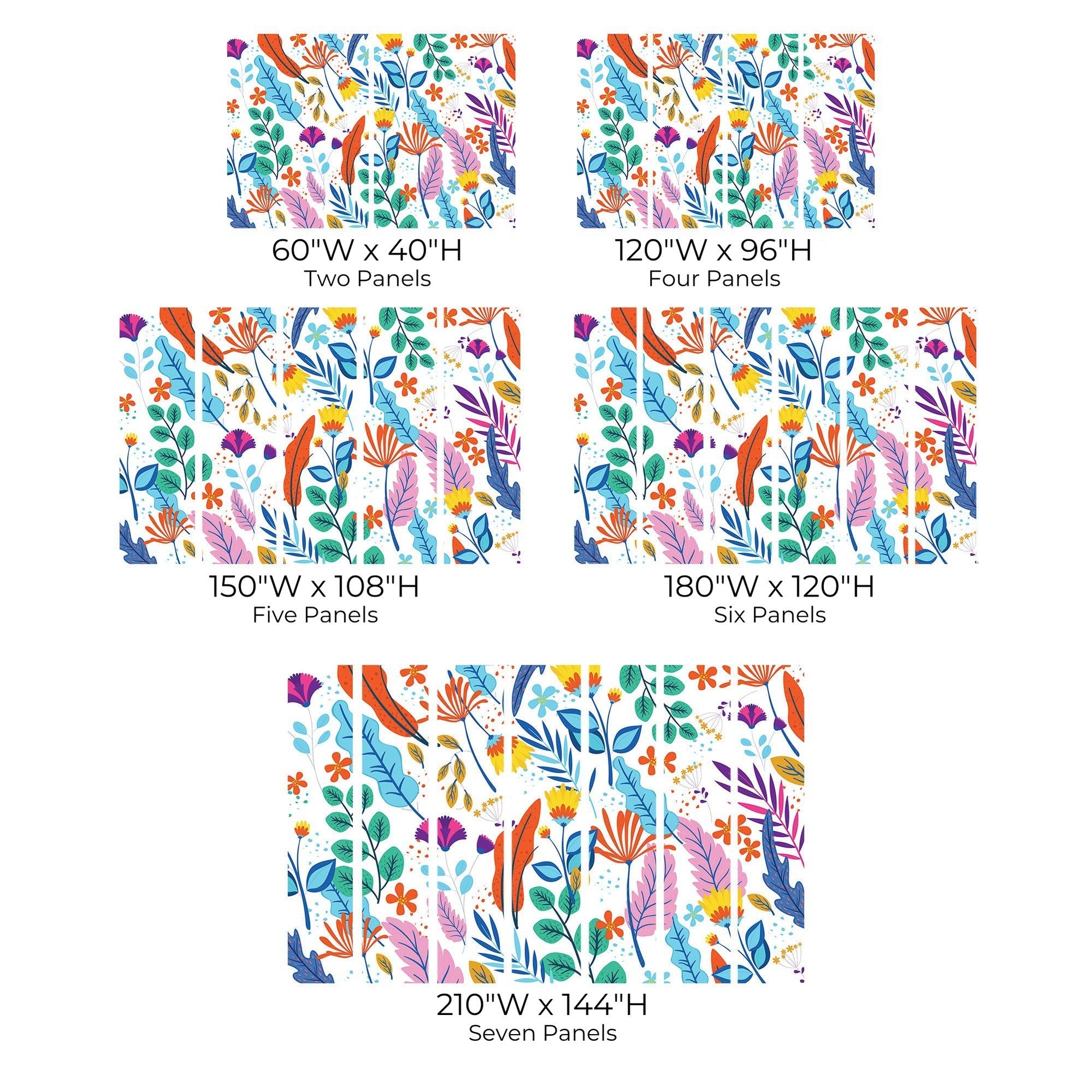 Premium Peel & Stick Wall Mural - Colorful Botanical Pattern