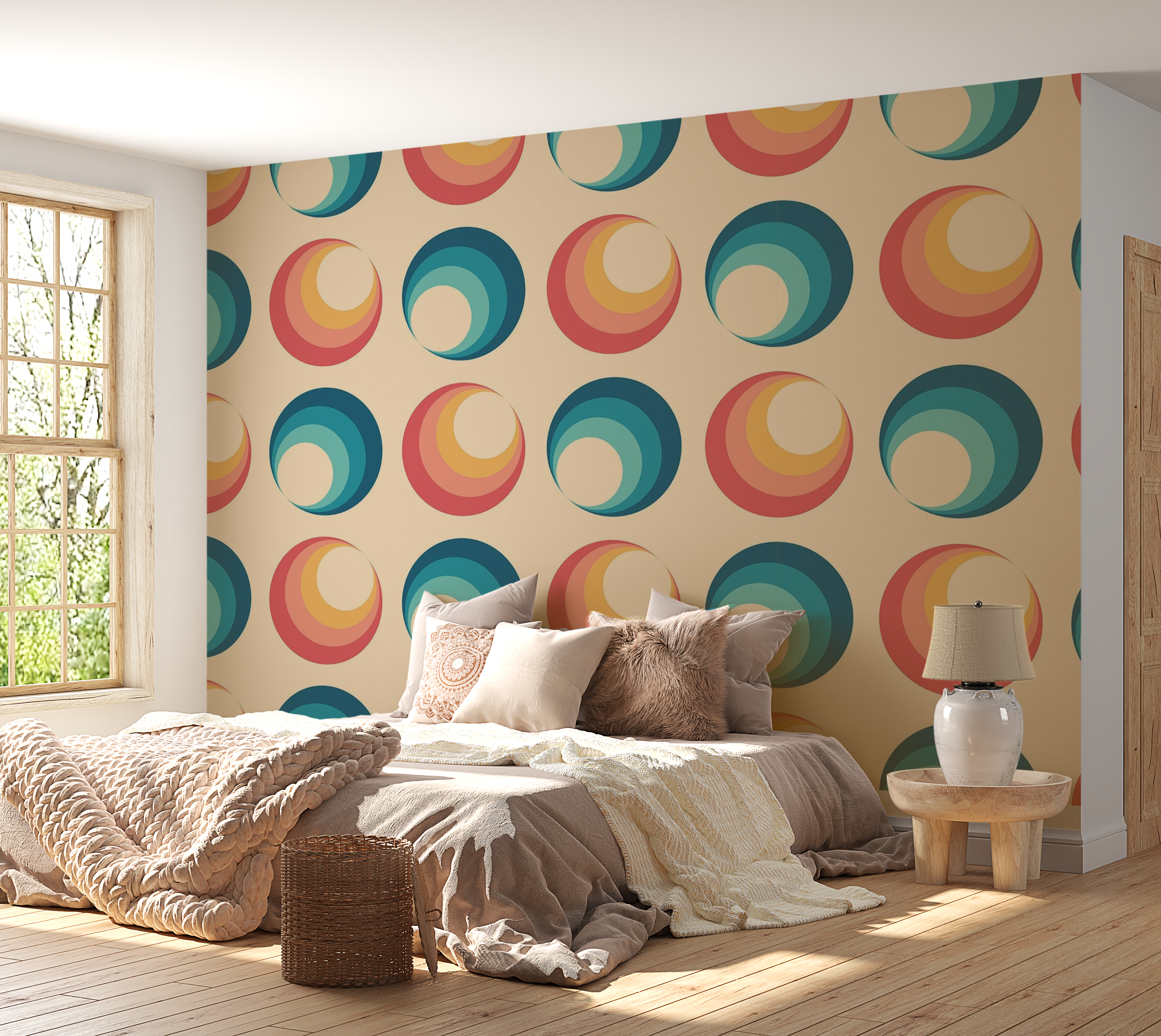 Premium Peel & Stick Wall Mural - Colorful Circles Pattern