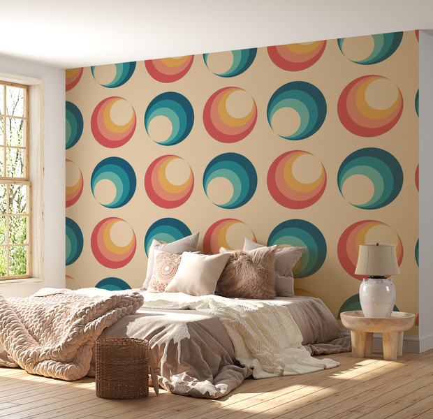 Premium Peel & Stick Wall Mural - Colorful Circles Pattern