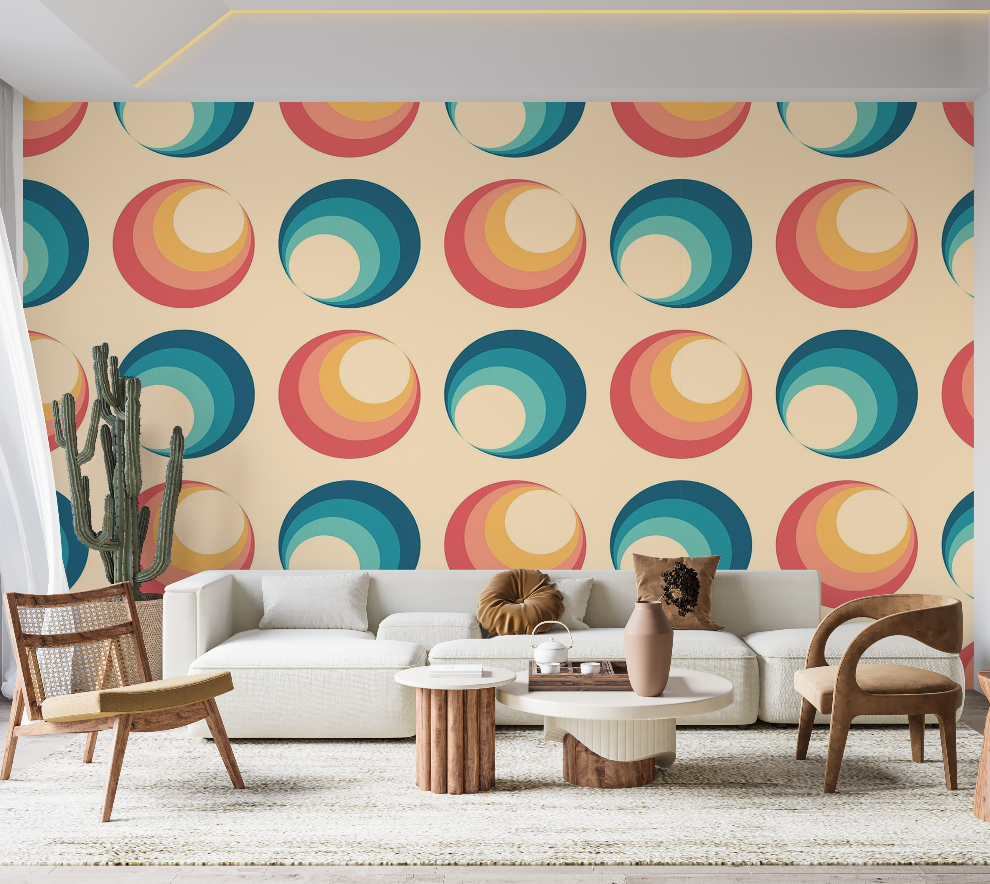 Premium Peel & Stick Wall Mural - Colorful Circles Pattern