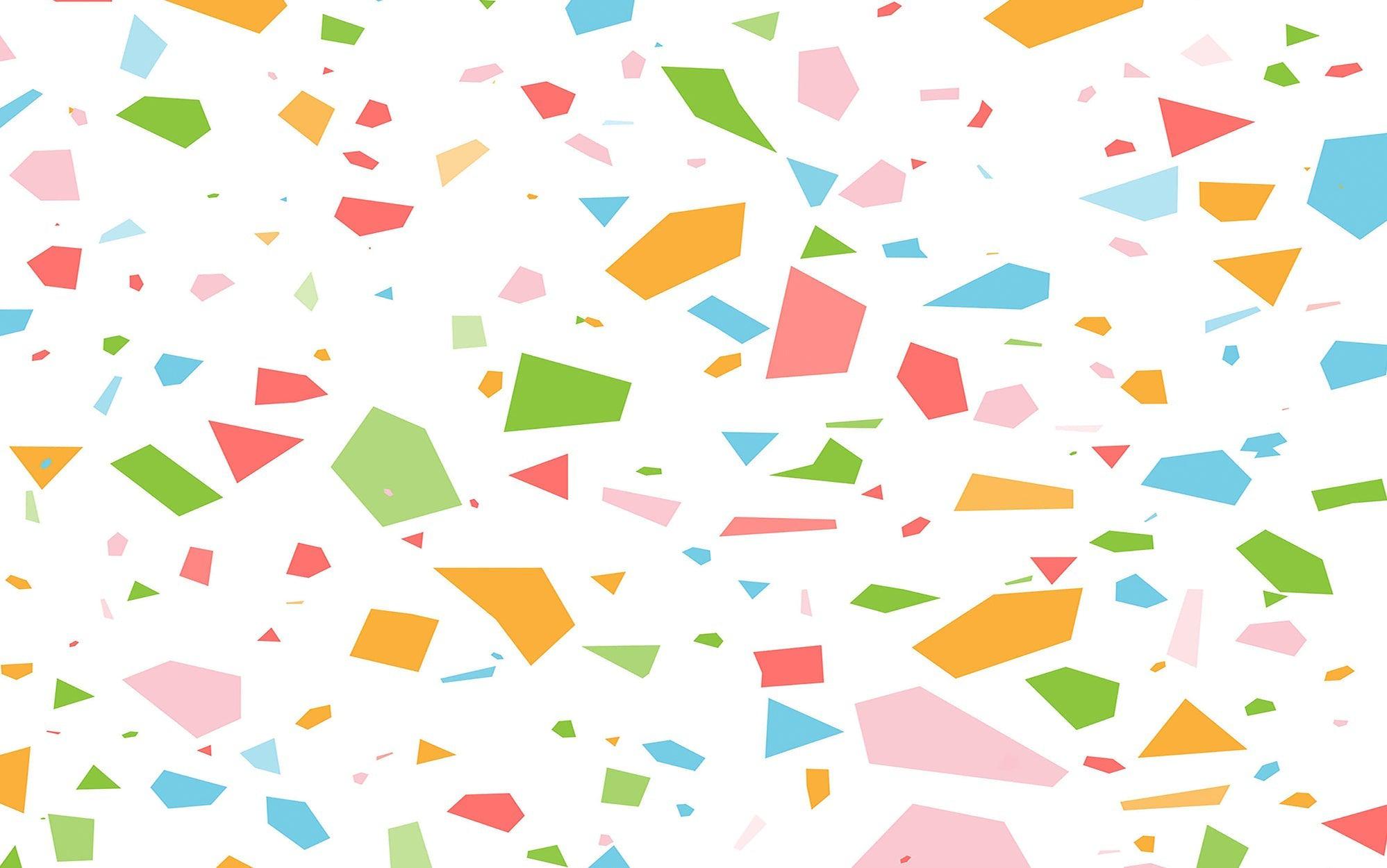 Bright abstract shapes in various colors as a wall mural on an interior wall