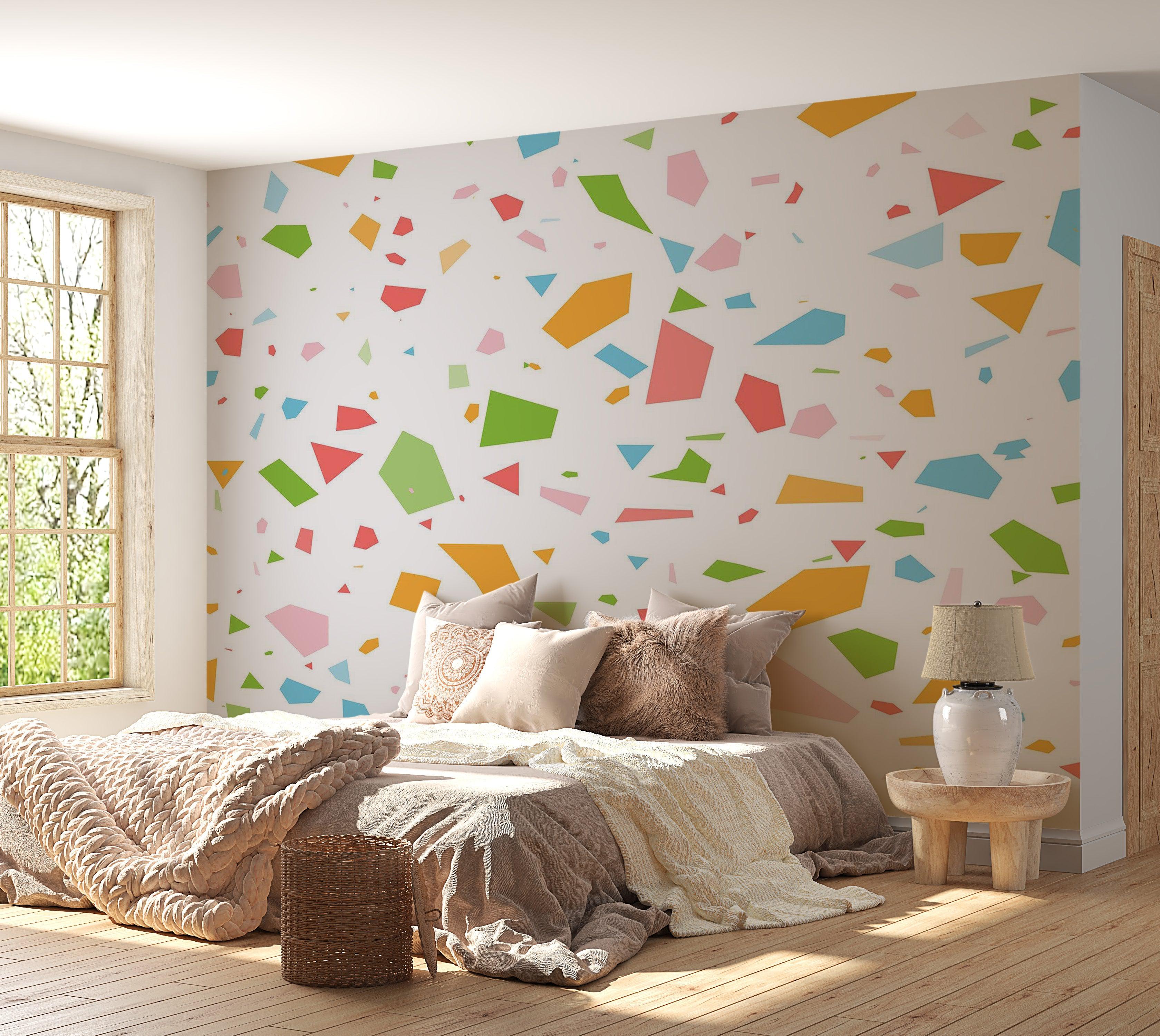 Premium Wallpaper Wall Mural - Colorful Confetti 60"Wx40"H / Non-Woven Fleece
