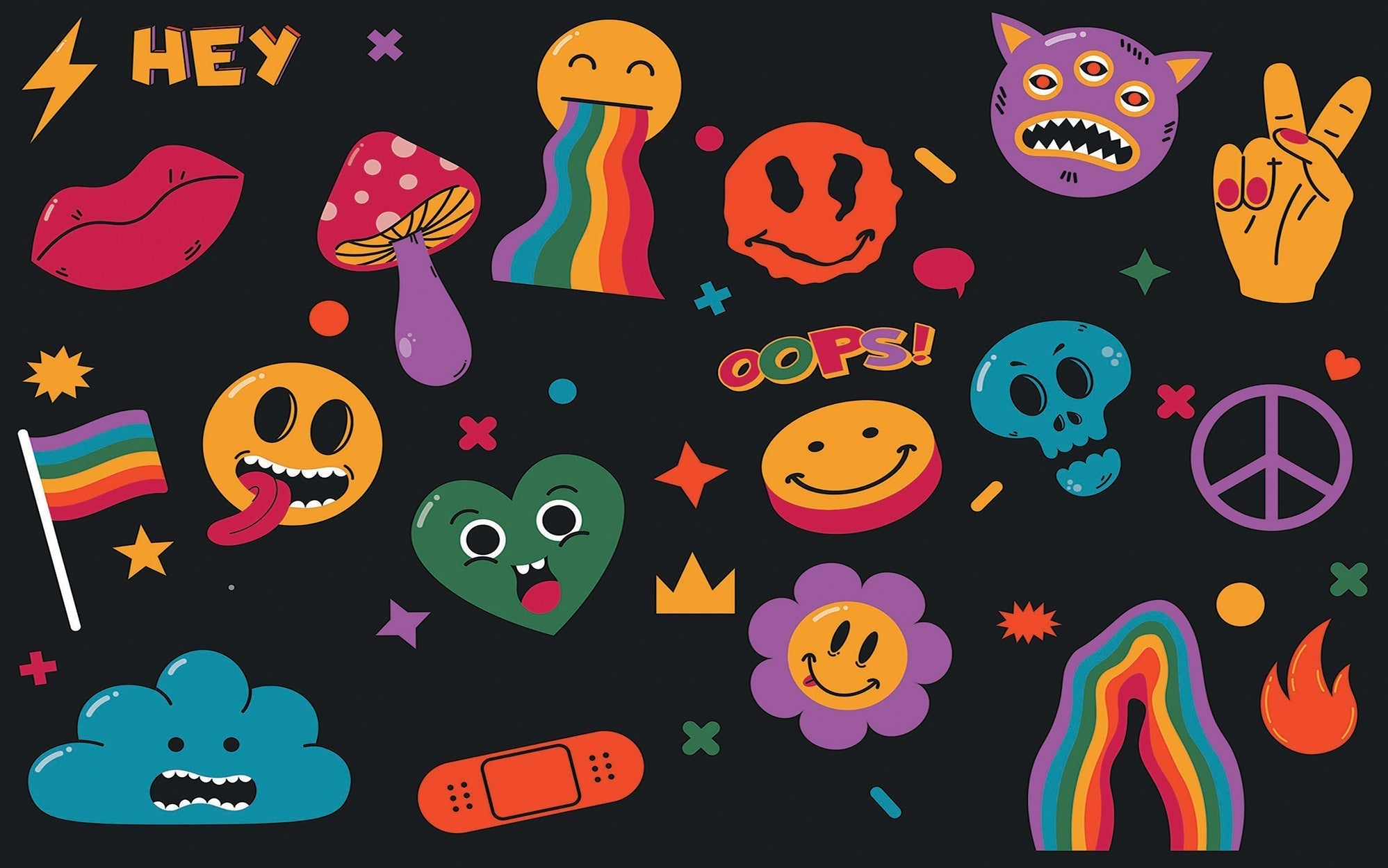 Premium Peel & Stick Wall Mural - Colorful Doodle Art