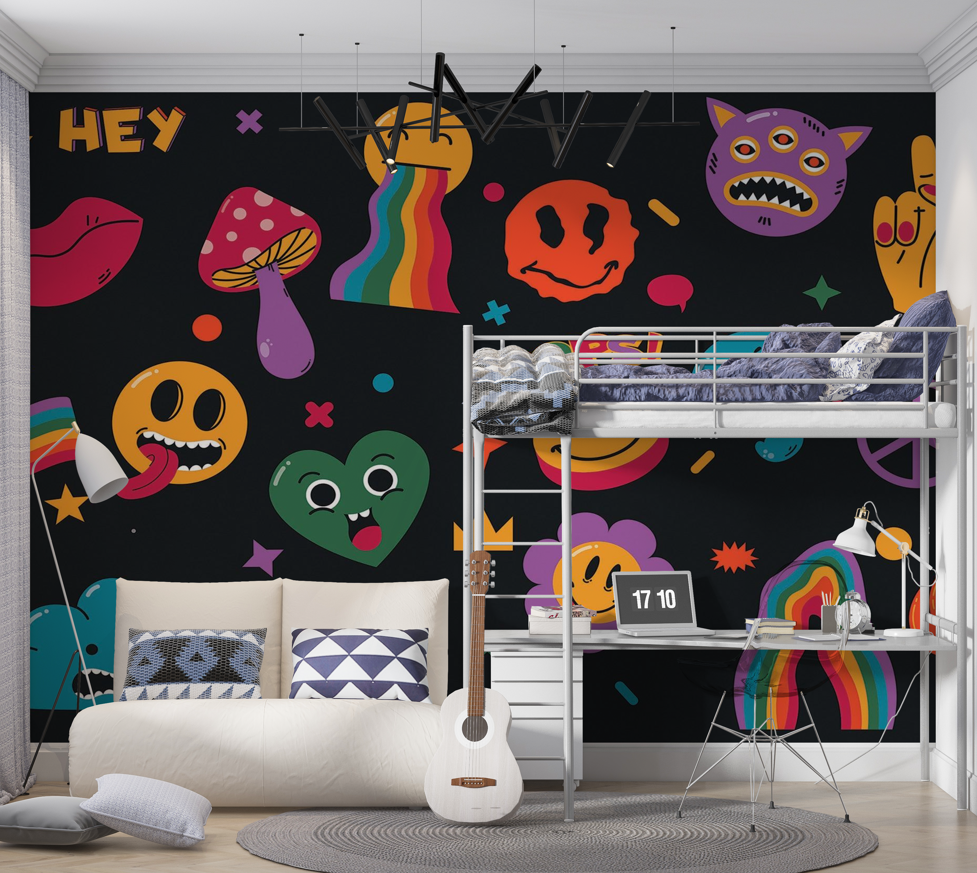 Premium Peel & Stick Wall Mural - Colorful Doodle Art