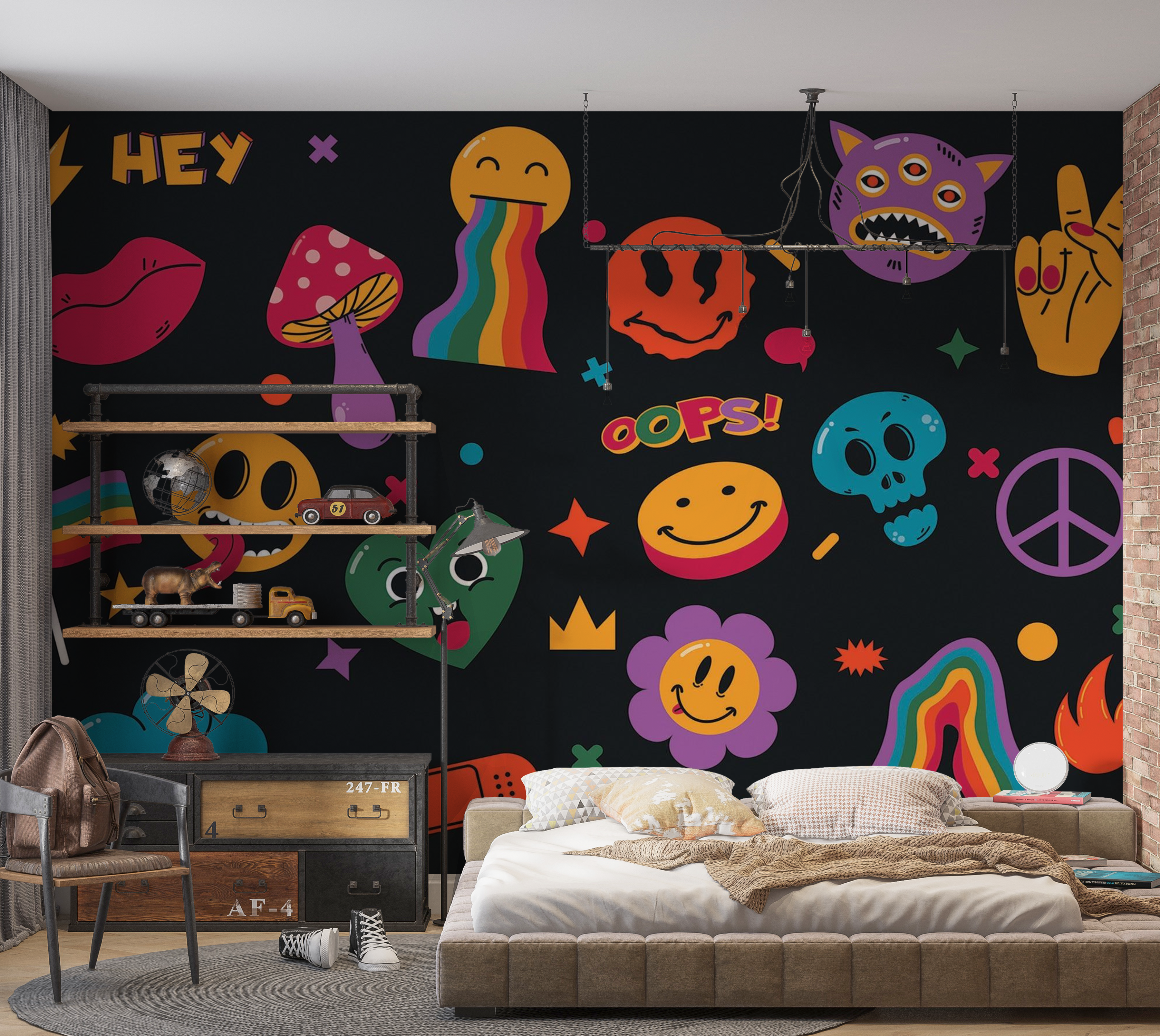 Premium Peel & Stick Wall Mural - Colorful Doodle Art