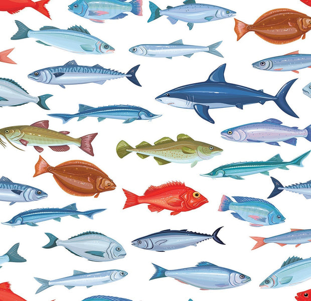 Premium Peel & Stick Wall Mural - Colorful Fish Pattern