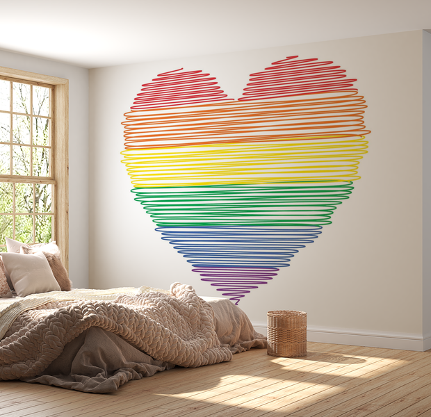 Premium Peel & Stick Wall Mural - Colorful Heart Lines