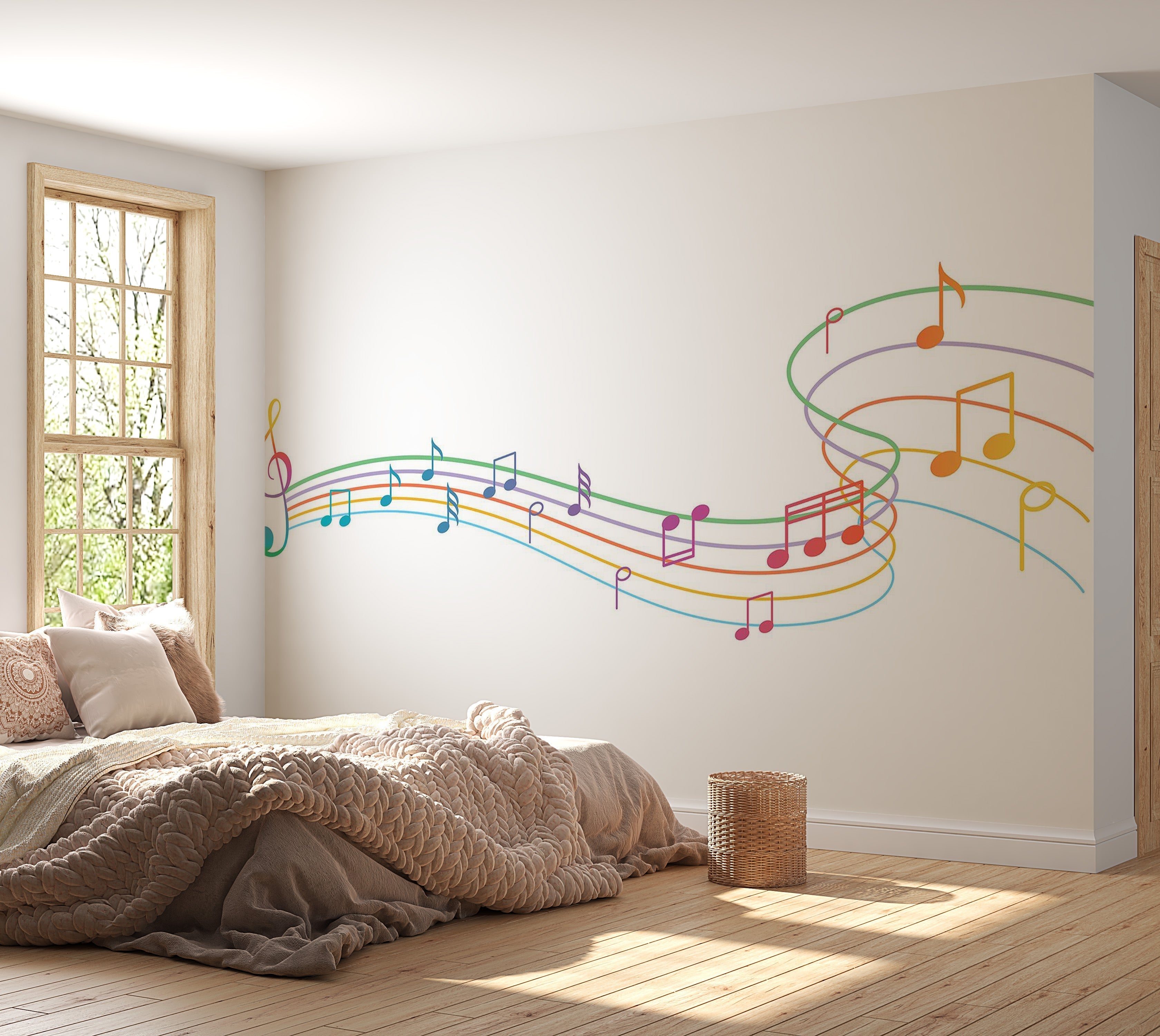 Premium Peel & Stick Wall Mural - Colorful Music Notes