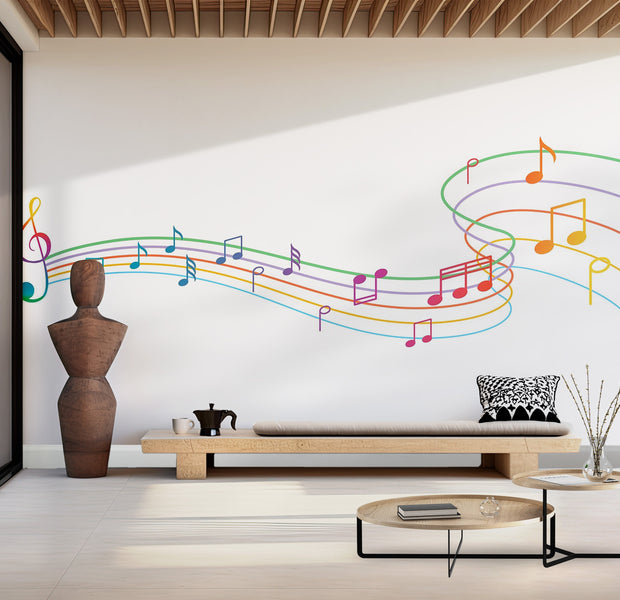 Premium Peel & Stick Wall Mural - Colorful Music Notes