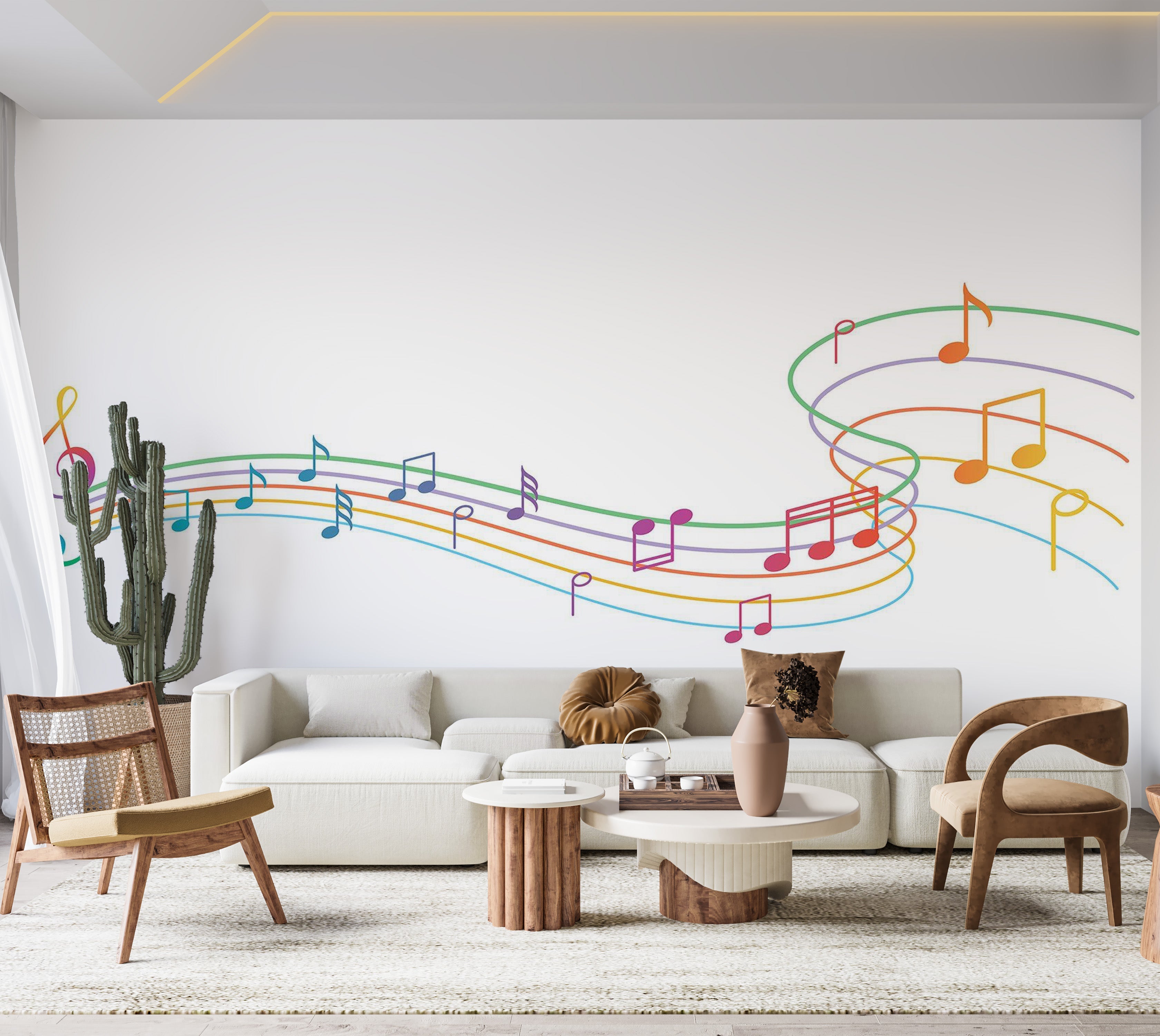 Premium Peel & Stick Wall Mural - Colorful Music Notes