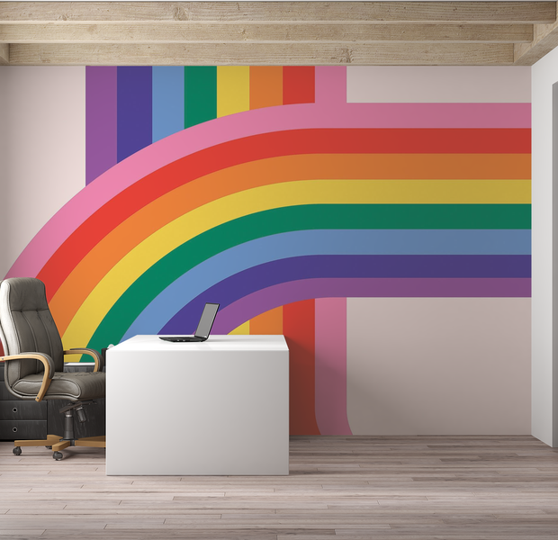 Premium Peel & Stick Wall Mural - Colorful Rainbow Stripes