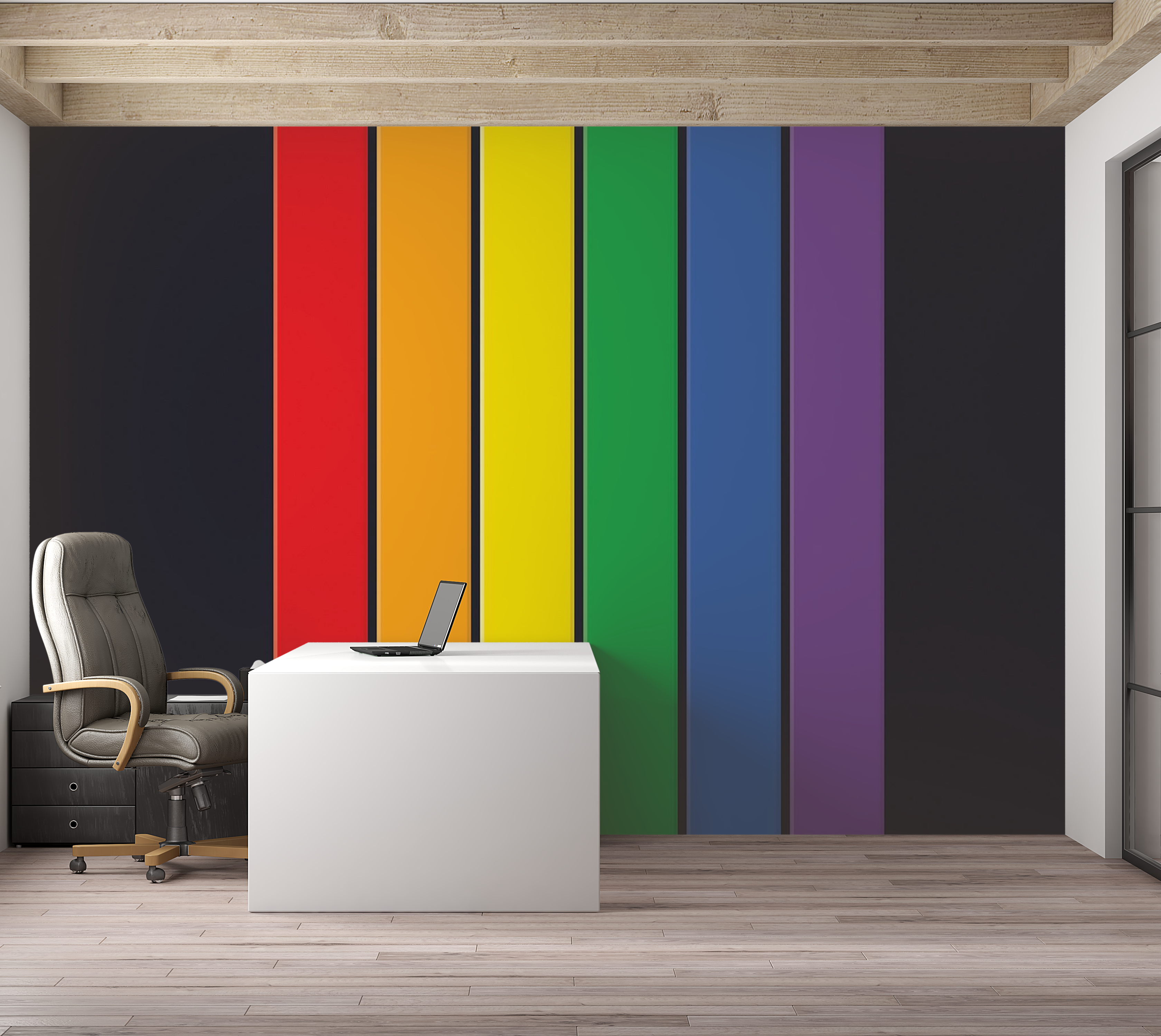 Premium Wallpaper Wall Mural - Colorful Stripes 60"Wx40"H / Non-Woven Fleece