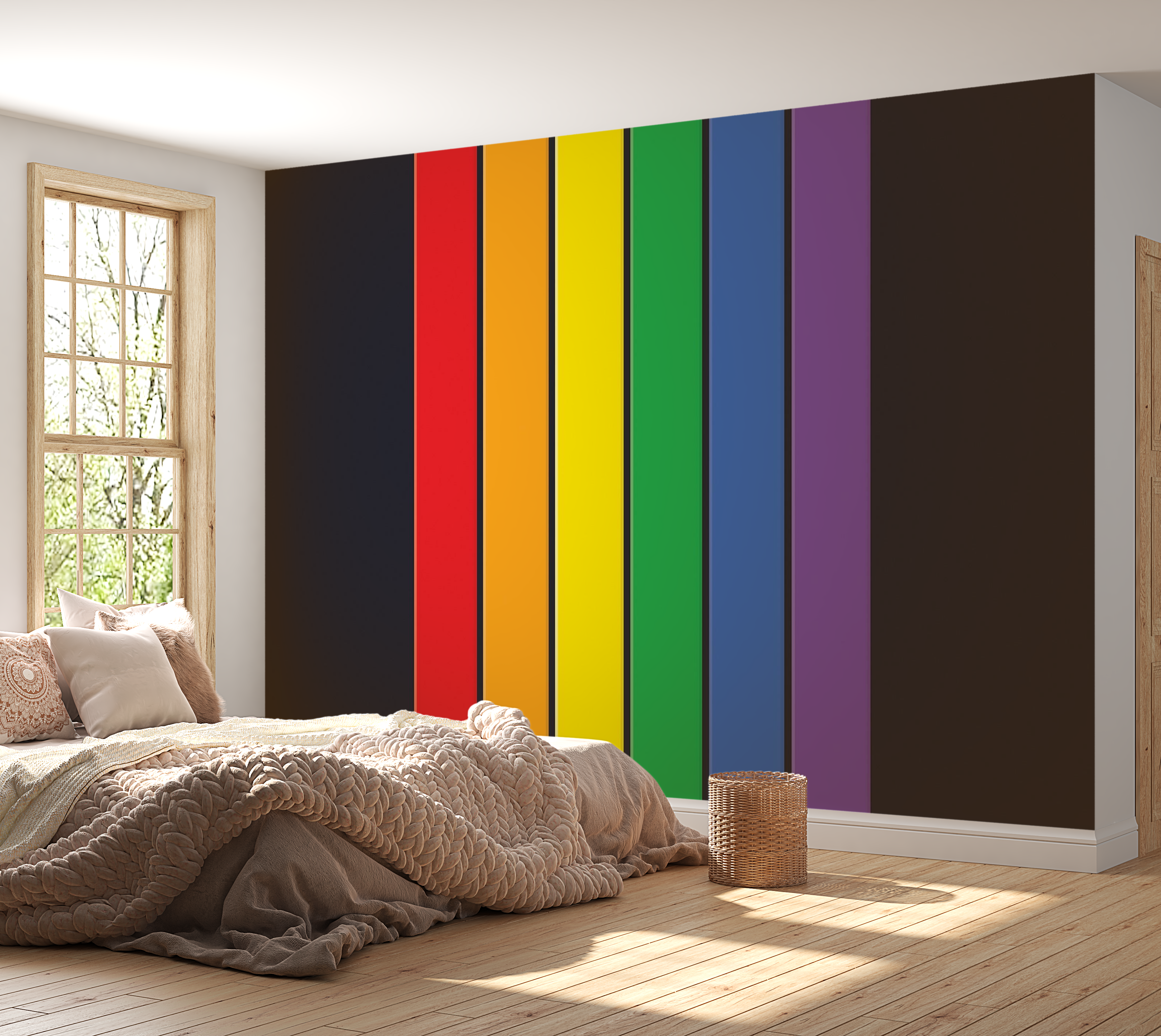 Premium Wallpaper Wall Mural - Colorful Stripes 60"Wx40"H / Non-Woven Fleece