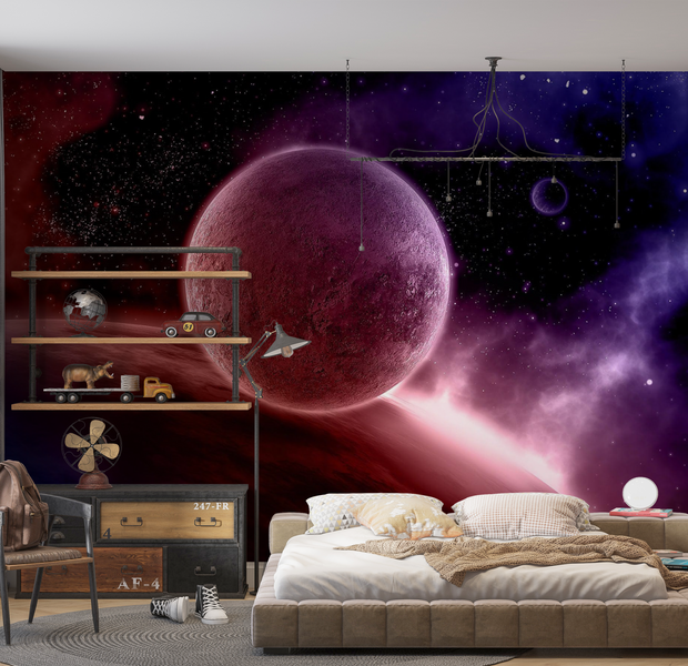Premium Wallpaper Wall Mural - Cosmic Planets 60"Wx40"H / Non-Woven Fleece