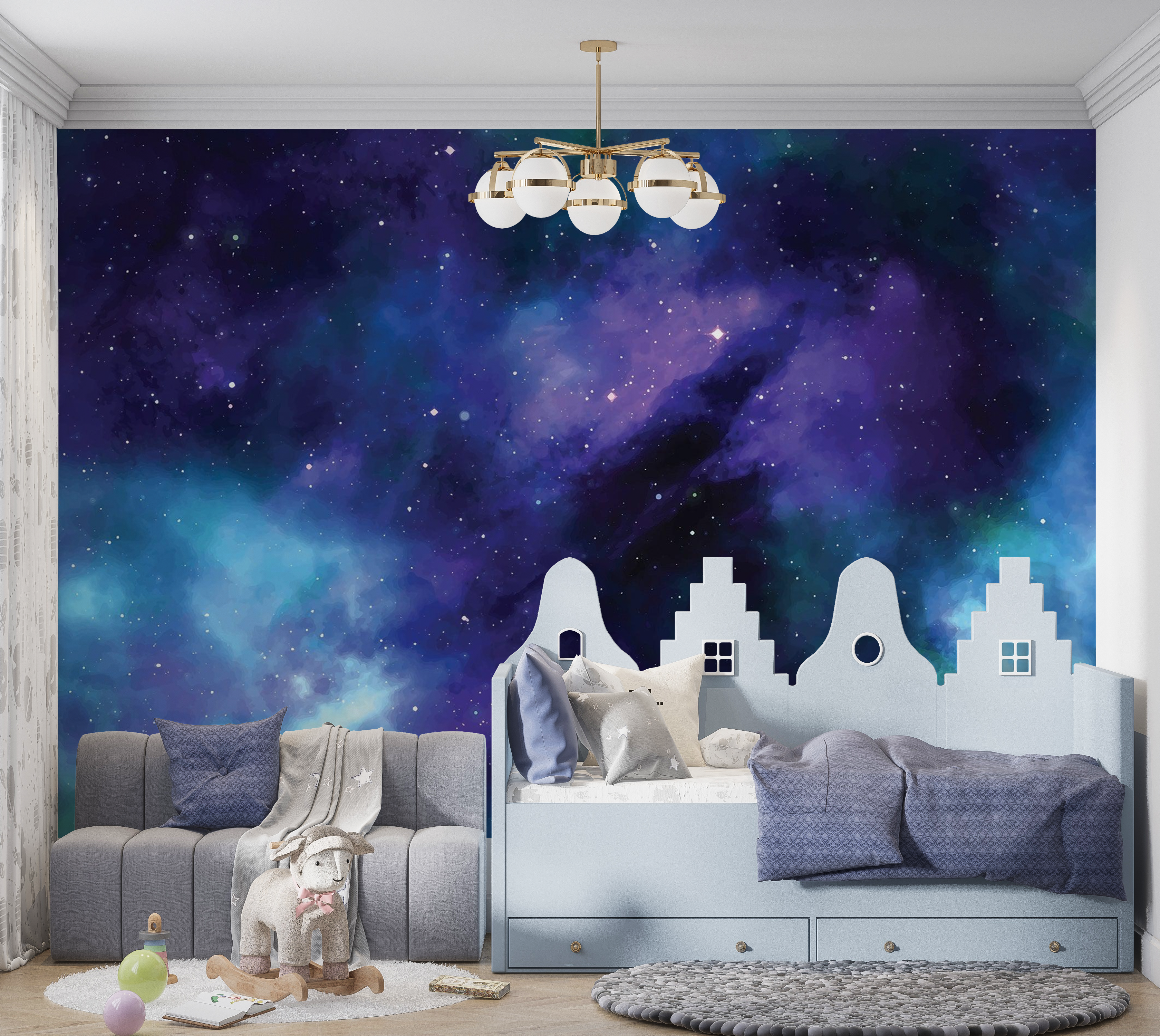 Premium Wallpaper Wall Mural - Cosmic Space Nebula 60"Wx40"H / Non-Woven Fleece