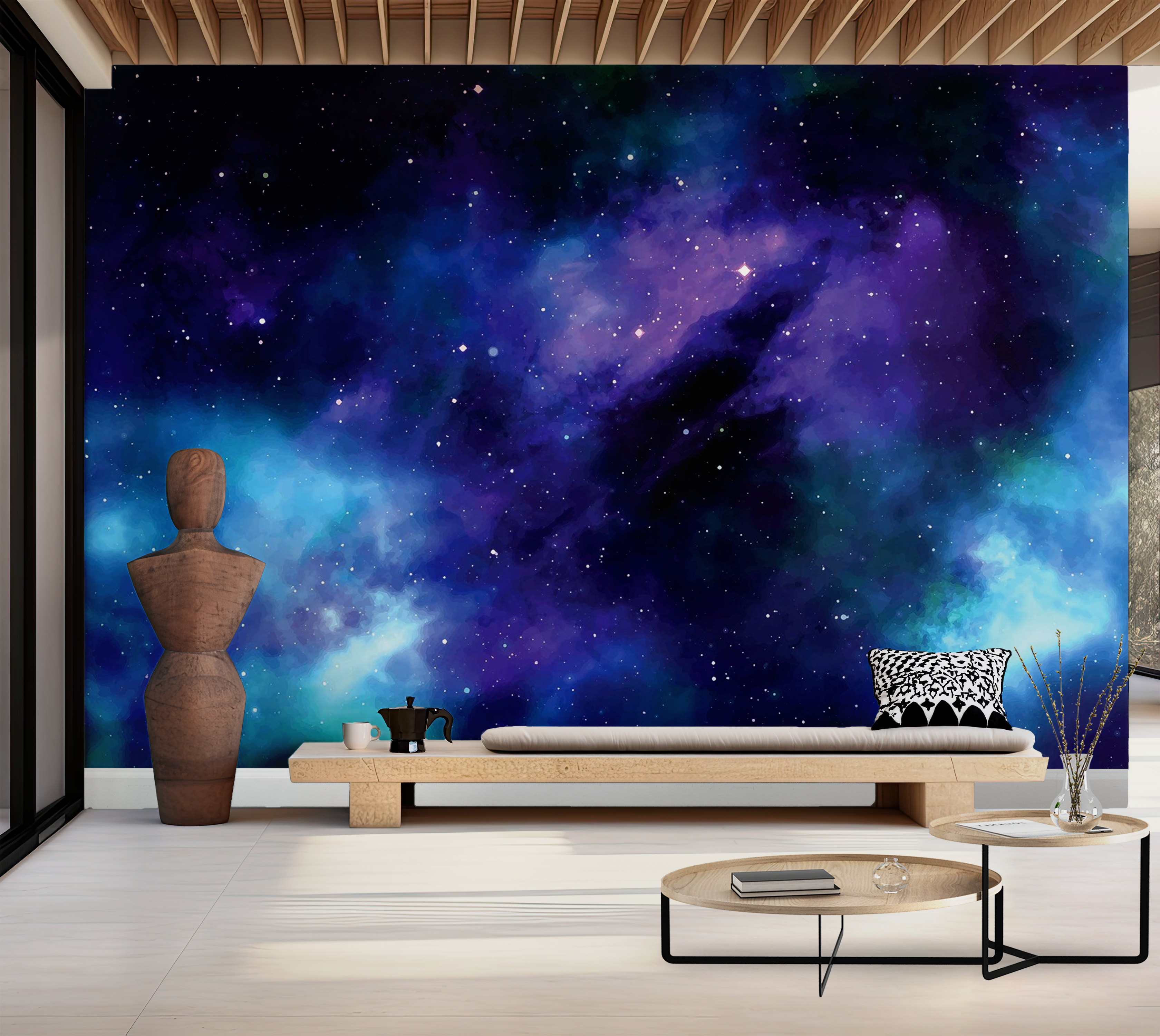 Premium Wallpaper Wall Mural - Cosmic Space Nebula 60"Wx40"H / Non-Woven Fleece