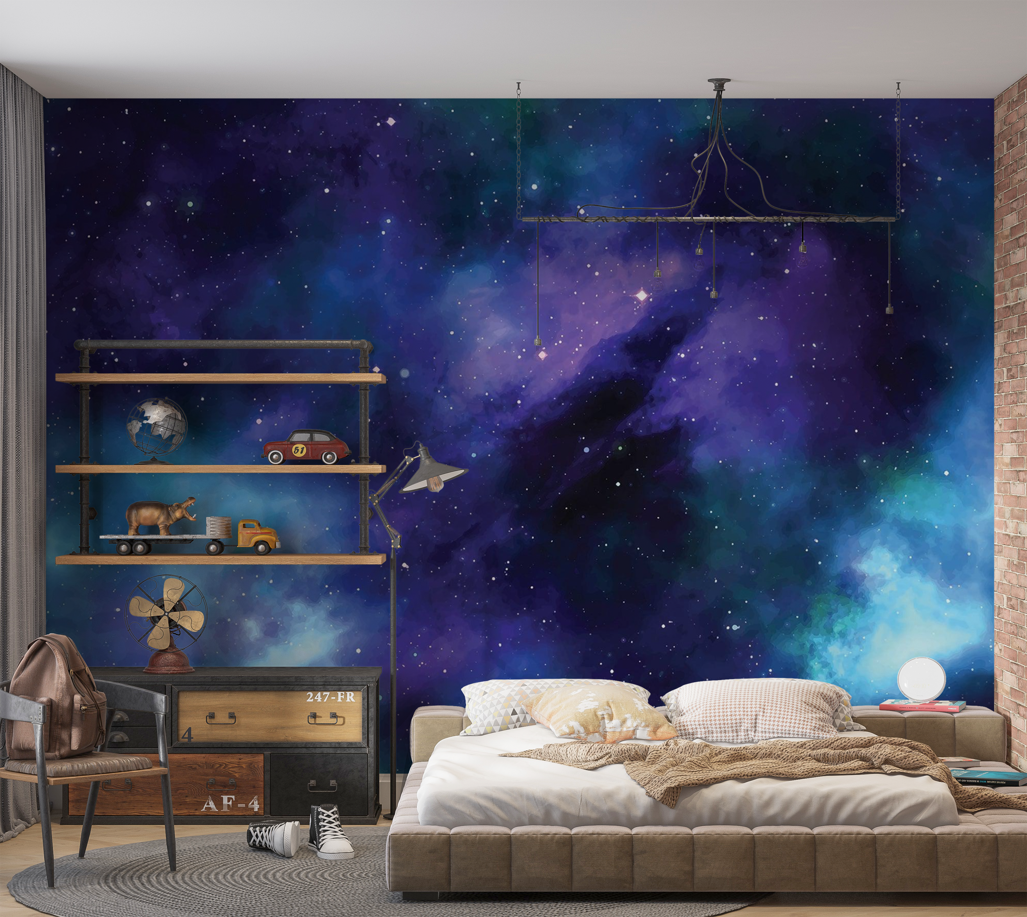 Premium Wallpaper Wall Mural - Cosmic Space Nebula 60"Wx40"H / Non-Woven Fleece