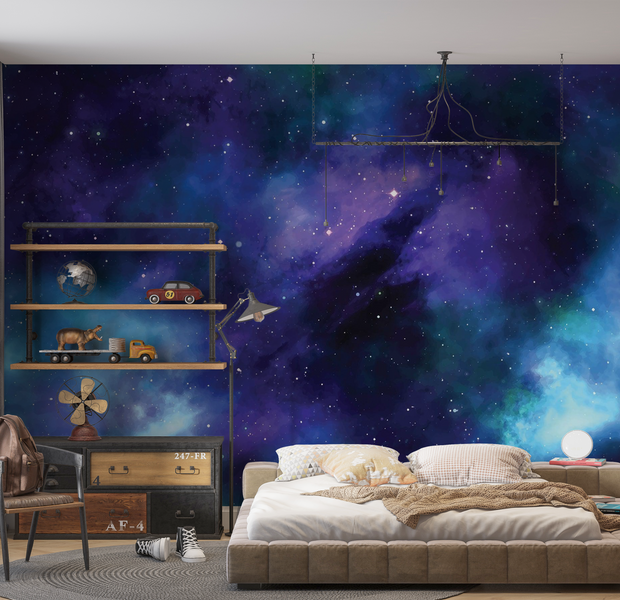 Premium Wallpaper Wall Mural - Cosmic Space Nebula 60"Wx40"H / Non-Woven Fleece