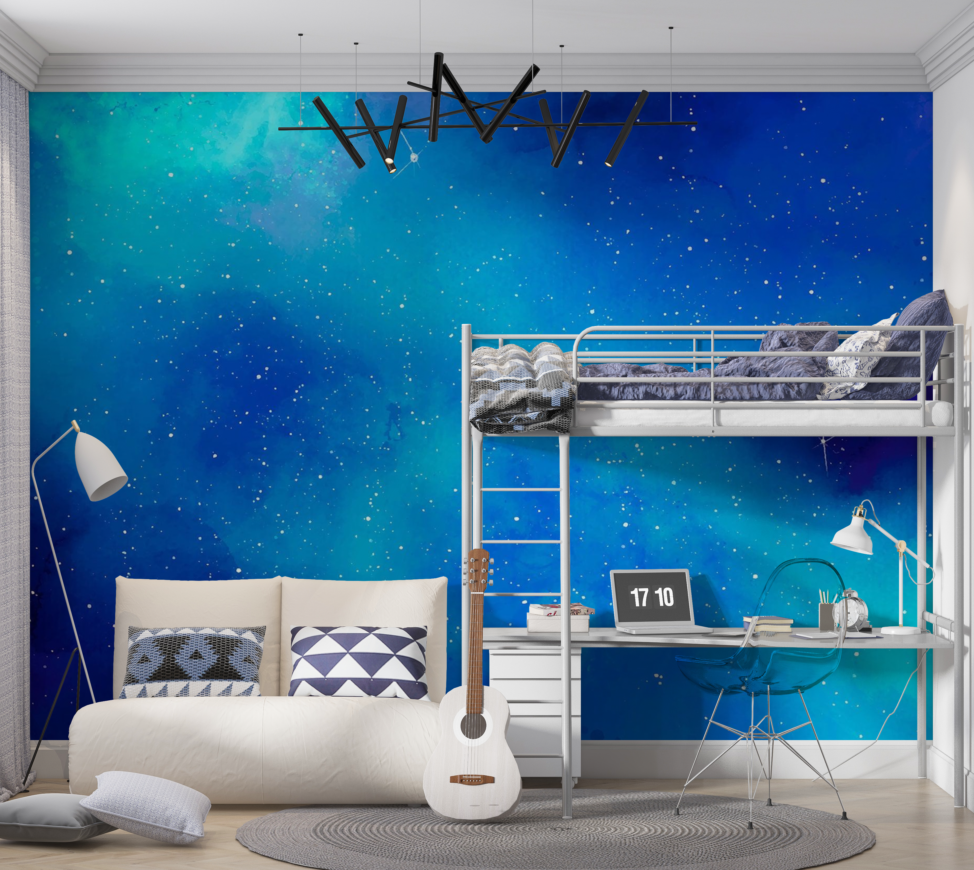 Premium Wallpaper Wall Mural - Cosmic Space Stars 60"Wx40"H / Non-Woven Fleece