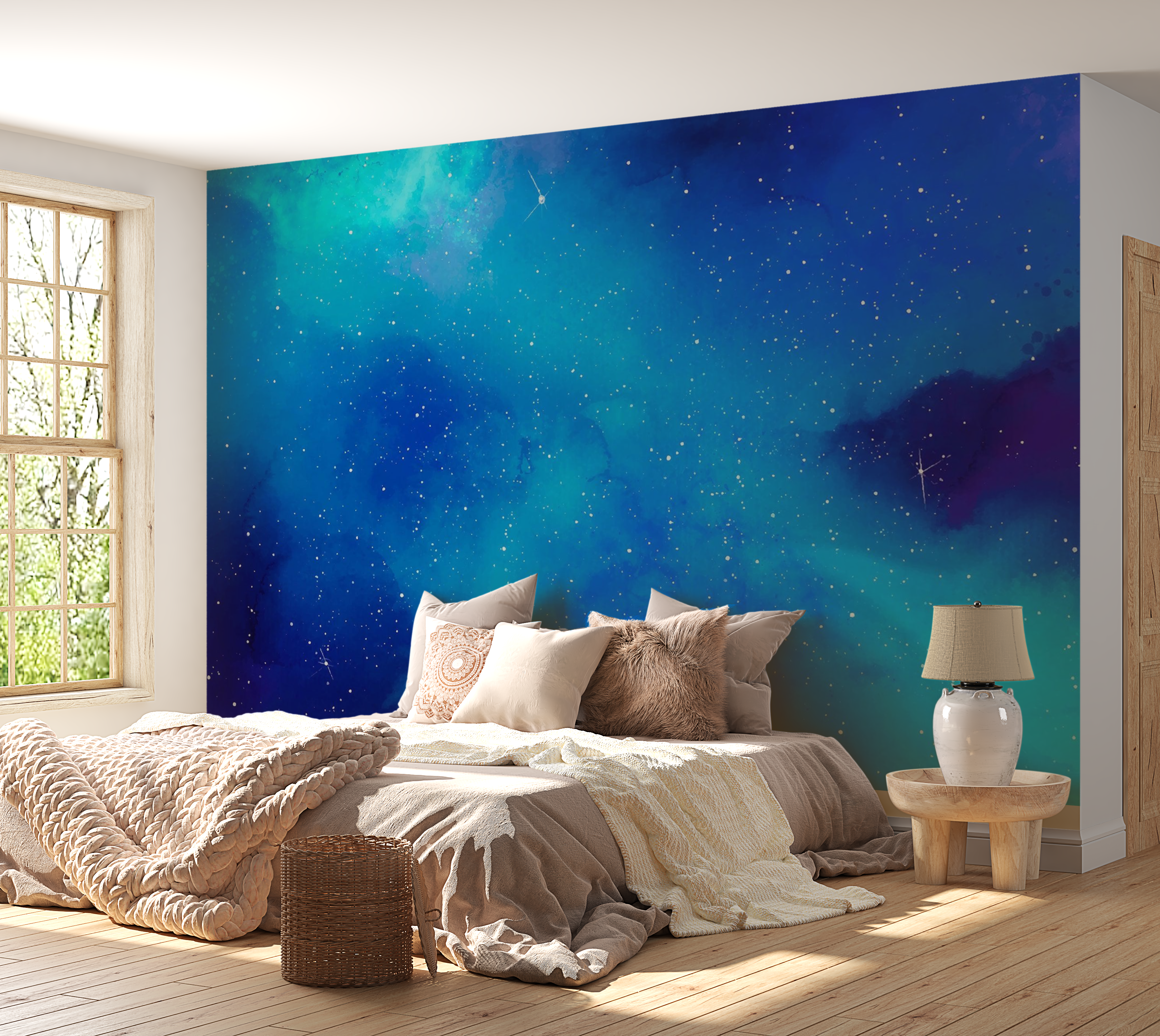 Premium Peel & Stick Wall Mural - Cosmic Space Stars