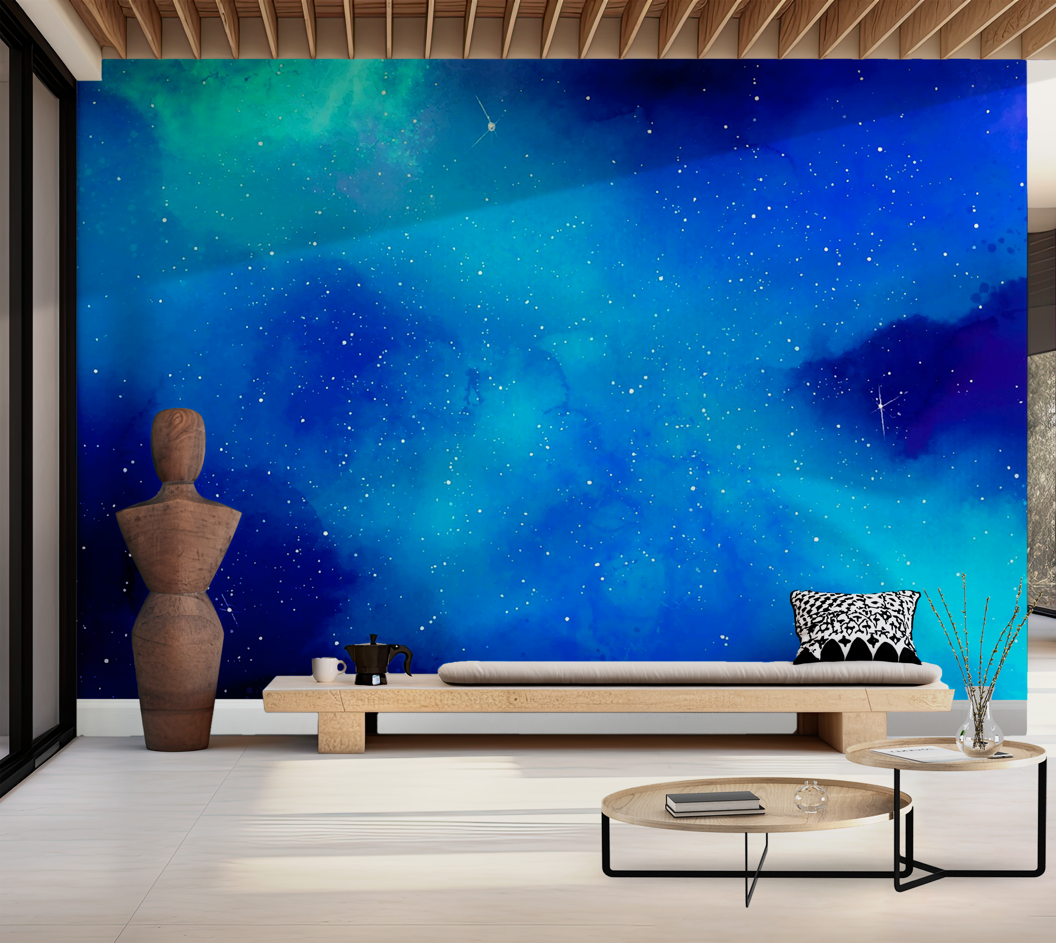 Premium Wallpaper Wall Mural - Cosmic Space Stars 60"Wx40"H / Non-Woven Fleece