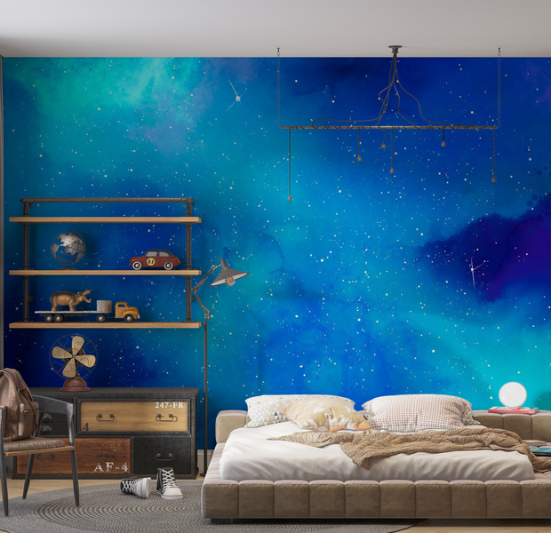 Premium Wallpaper Wall Mural - Cosmic Space Stars 60"Wx40"H / Non-Woven Fleece